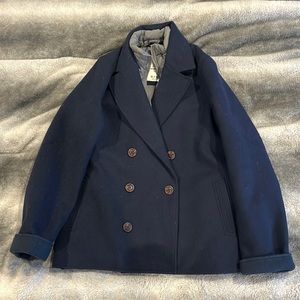 Abercrombie Kids pea coat. Navy blue with gray inside.